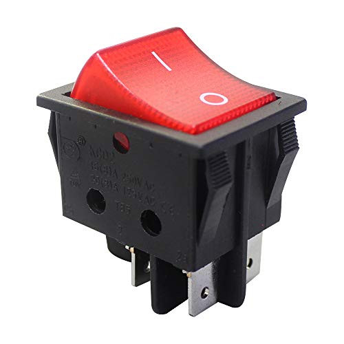 DaierTek 5Pcs DPST 4 Pin Rocker Switch 220V Red Light Toggle Switch ON Off 16A 250VAC 20A 125VAC for Boat Car Motorcycle Household Appliances