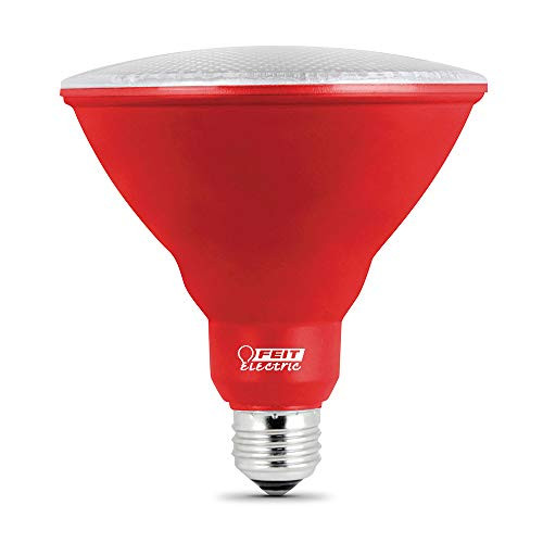 Feit Electric PAR38/R/10KLED/BX 40W Equivalent 5 Watt Non-Dimmable LED Light Bulb, PAR38 4.25"H x 2.2"D, Red Feit Electric PAR38/R/10KLED/BX 40W Equivalent 5 Watt Non-Dimmable LED Light Bulb, PAR38 4.25"H x 2.2"D, Red