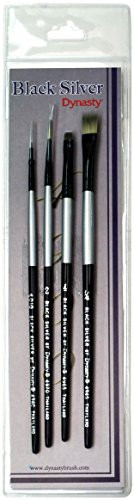 F & M Brush Company 32886 BS-SH-6 Black Silver Short Handle Brush Set, Multicolor