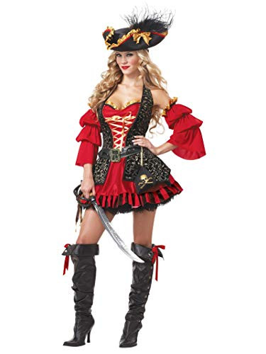California Costumes Women's Eye Candy - Spanish Pirate Adult, Black/Red, X-Large