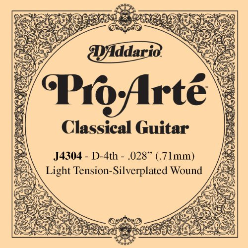 D'Addario J4304 Pro-Arte Nylon Classical Guitar Single String, Light Tension, Fourth String