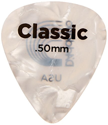 Planet Waves White Pearl Celluloid Guitar Picks, 25 Pack, Light