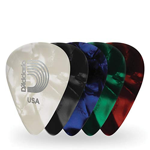 D'Addario Assorted Pearl Celluloid Guitar Picks, 10 Pack, Medium