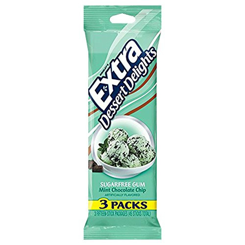 EXTRA Gum Mint Chocolate Chip Sugarfree Chewing Gum, 15 Count (Pack of 3)