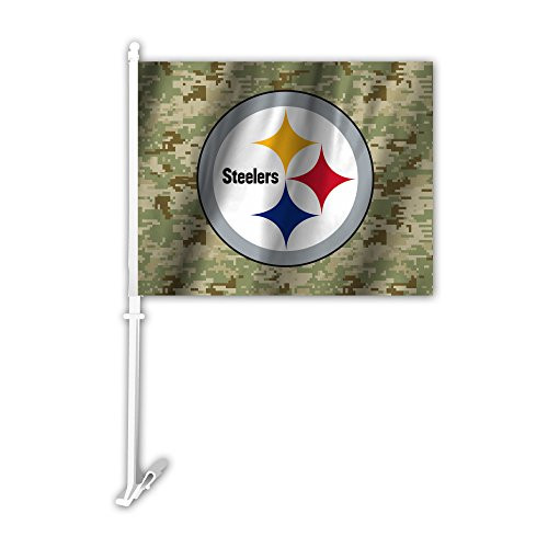 NFL Pittsburgh Steelers Camo Car Flag, Green, One Size