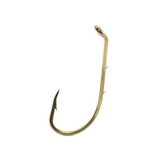 Mustad Beak Hook Forged Baitholder, 3/0 Size, 100-Pack, Bronze Finish