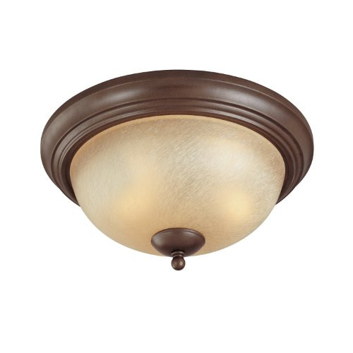Westinghouse Lighting 6945000 Two-Light Flush-Mount Interior Ceiling Fixture, Saddle Bronze Finish with Antique Amber Scavo Glass Westinghouse Lighting 6945000 Two-Light Flush-Mount Interior Ceiling Fixture, Saddle Bronze Finish with Antique Amber Scavo Glass