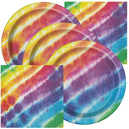 Tie Dye Themed Birthday Party Plates and Napkins (Serves 16)