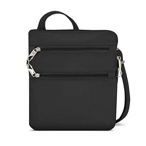 Travelon Anti-Theft Classic Slim Dbl Zip Crossbody Bag, Black, One Size