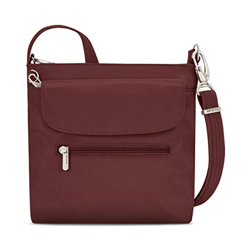 Travelon Women's Anti-Theft Classic Mini Shoulder Bag Sling Tote, Wine, One Size