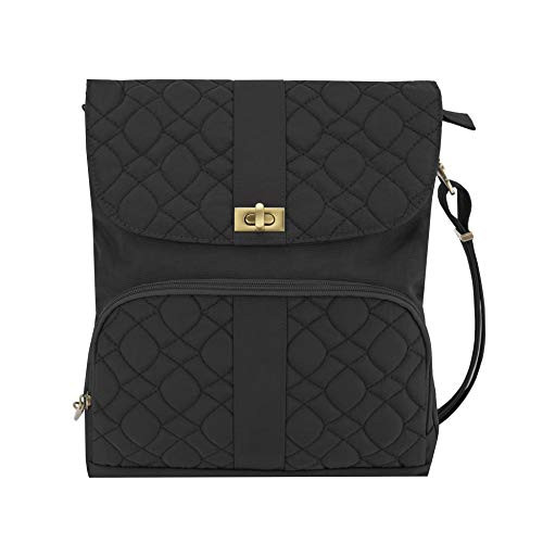 Travelon Anti-Theft Signature Quilted Messenger Bag, Black, One Size