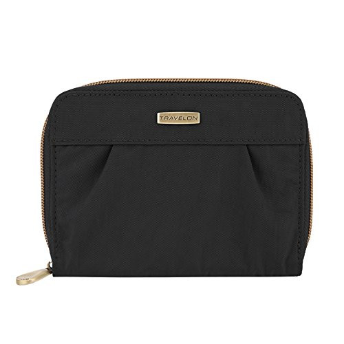 Travelon RFID Blocking Signature Pleated Passport Wallet, Black, One Size Travelon RFID Blocking Signature Pleated Passport Wallet, Black, One Size