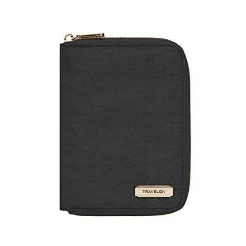 Travelon RFID Blocking Passport Zip Wallet, Black, One Size Travelon RFID Blocking Passport Zip Wallet, Black, One Size