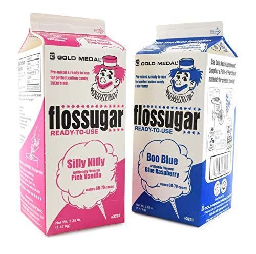 Gold Medal Variety Candy Floss Sugar (Blue Raspberry and Pink Vanilla) , 52 oz - 1/2 Gallon, 2 Pack