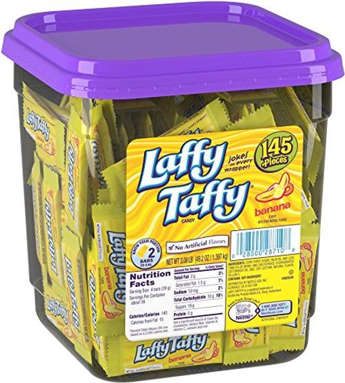 Wonka Laffy Taffy, Banana Flavor, 145 count tub (Pack of 1) Wonka Laffy Taffy, Banana Flavor, 145 count tub (Pack of 1)