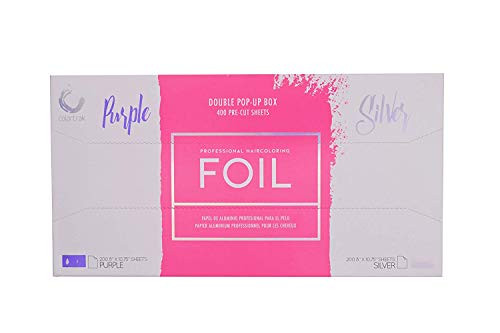 Colortrak Professional Dual Dispenser Pop-Up Coloring/Highlighting Foil Sheets, Multi-Dimensional Color or Highlighting Effects, Pre-Cut Sheets, Dual Compartments, Purple/Silver, Box of 400