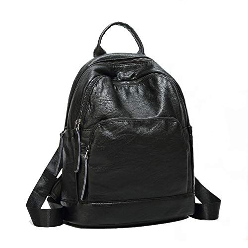 Fashion Shoulder Bag Rucksack PU Leather Women Girls Ladies Backpack Travel bag Leather Backpack Mini Backpack Wallet (black)