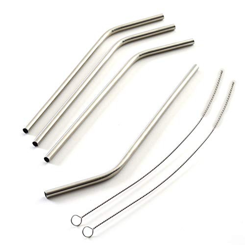 Norpro Stainless Steel Drinking Straws with Cleaning Brush, Silver