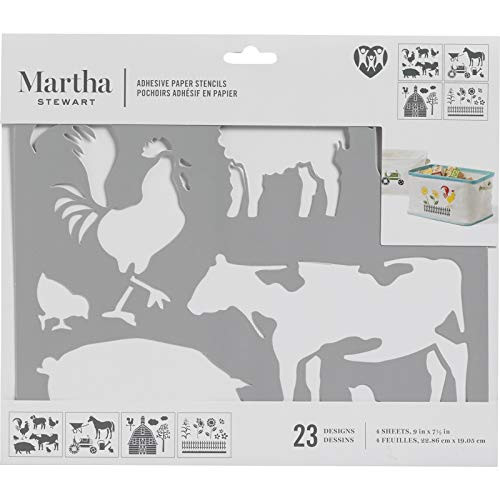 Martha Stewart Crafts Adhesive Paper Stencils, 9" x 7.5", 4 Sheets, Farm and Animals 4 Piece