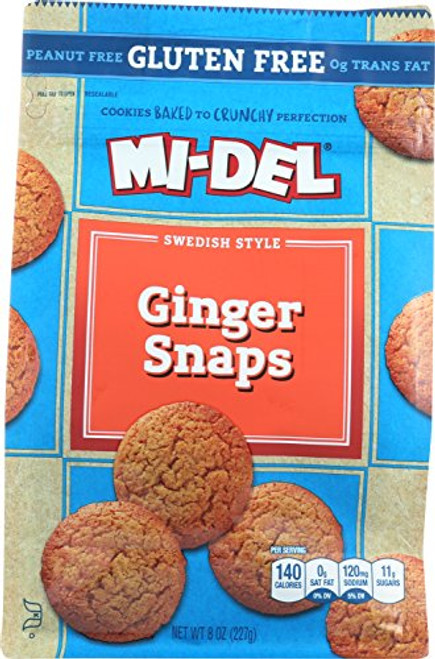 Mi-Del Gluten Free Cookies, Swedish Ginger Snaps, 8 Ounce Mi-Del Gluten Free Cookies, Swedish Ginger Snaps, 8 Ounce