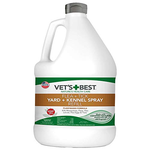 Vet's Best Flea and Tick Yard and Kennel Spray | Yard Treatment Spray Kills Mosquitoes, Fleas, and Ticks with Certified Natural Oils | Plant Safe | 96 Ounces Refill