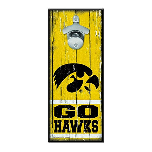 WinCraft NCAA Iowa Hawkeyes 5x11 Wood Sign Bottle Opener, Team Colors, 5"x11"