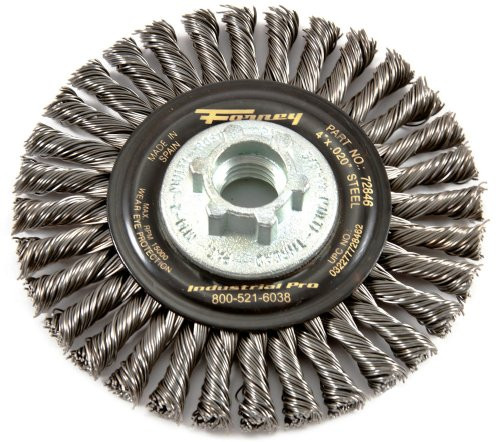 Forney 72846 Wire Wheel Brush, Industrial Pro Stringer Bead Twist Knot with 5/8-Inch-11 and M14-by-2.0 Multi Arbor, 4-Inch-by-.020-Inch Forney 72846 Wire Wheel Brush, Industrial Pro Stringer Bead Twist Knot with 5/8-Inch-11 and M14-by-2.0 Multi Arbor, 4-Inch-by-.020-Inch
