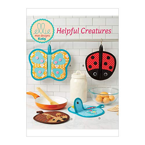 KWIK-SEW PATTERNS Kwik Kitchen Accessories Animal Themed Pot Holder Sewing Patterns by Ellie Mae Designs, One Size Only