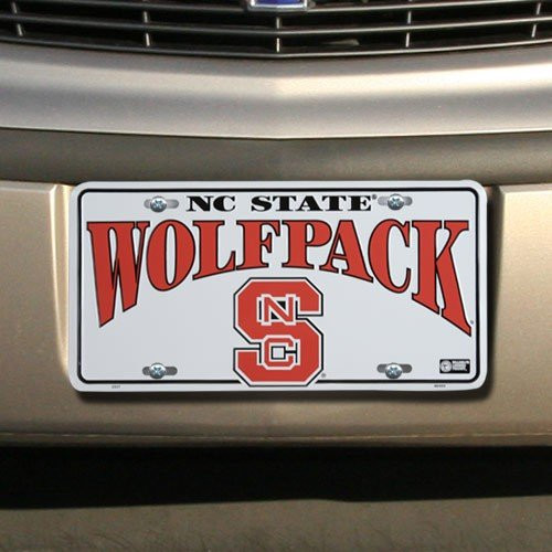 NCAA North Carolina State Wolfpack White Metal License Plate