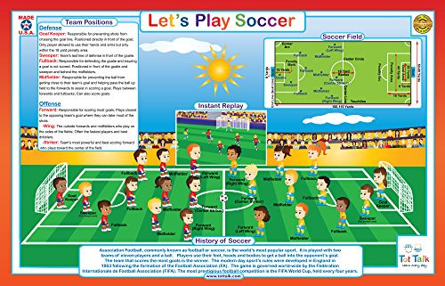 Tot Talk Let's Play Soccer Educational Placemat for Kids, Washable and Long-Lasting