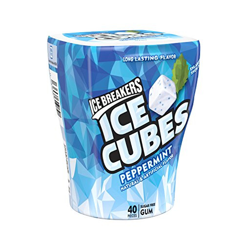 ICE BREAKERS ICE CUBES PEPPERMINT CHEWING GUM SUGAR FREE CUBE RP 40 CT - 0034000008431
