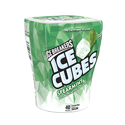 ICE BREAKERS ICE CUBES SPEARMINT CHEWING GUM SUGAR FREE CUBE RP 40 CT - 0034000008471