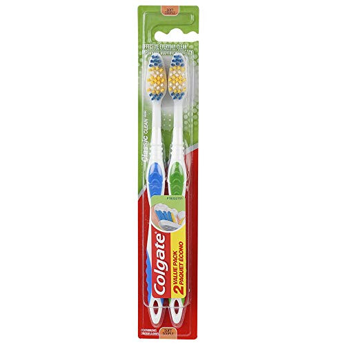 Colgate Classic Clean Full Head Toothbrush, Soft, 2 Count