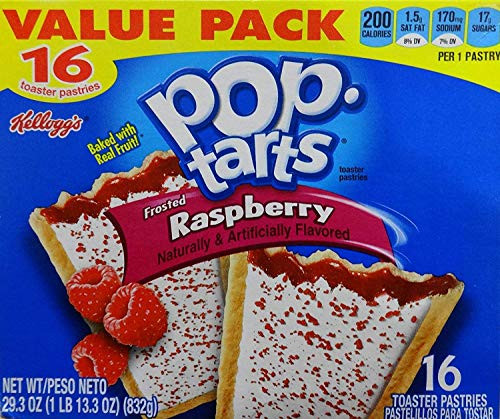 Pop Tarts Frosted Raspberry Toaster Pastries 29.3 Ounces (832g) 1 Box/16 Pastries