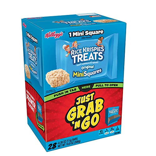Kelloggs Rice Krispies Treats Mini-Squares, Crispy Marshmallow Squares, Original, Grab 'N' Go, 10.9oz Box (28 Count)