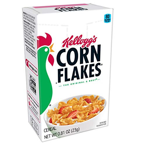 Kelloggs Corn Flakes, Breakfast Cereal, Original, Fat-Free, Single Serve, 0.81 oz Box(Pack of 70)