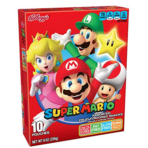 Super Mario, Fruit Snacks, Assorted Fruit Flavored, Gluten Free, Fat Free, 8oz Box (10 Count)