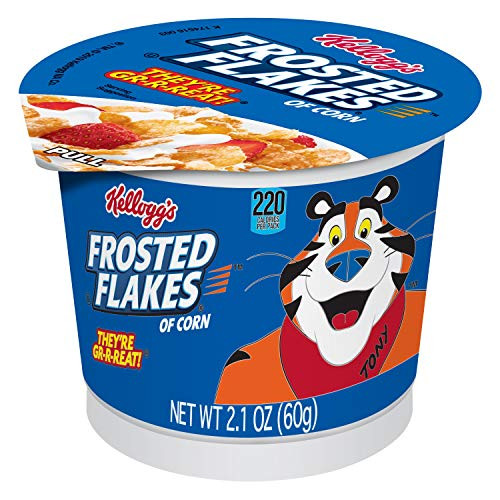 Kellogg's Frosted Flakes, Breakfast Cereal in a Cup, Fat-Free, Bulk Size, 12 Count (Pack of 2, 12.6 oz Trays)