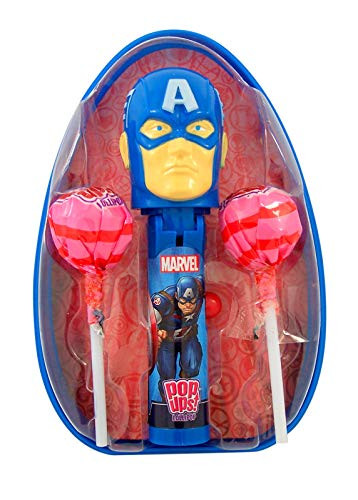 Marvel Avengers Giant Easter Egg with Captain America Pop Up Lollipop Case and 2 Suckers, 0.7 Ounce