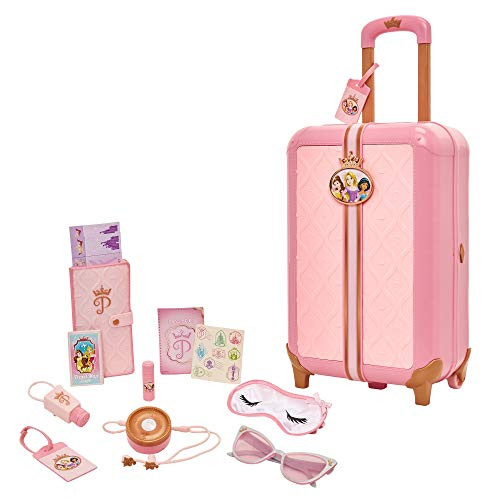 Disney Princess Travel Suitcase Play Set For Girls with Luggage Tag by Style Collection, 17 Pretend Play Accessories Piece Including Travel Passport For Ages 3+