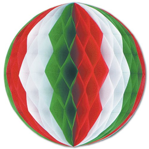 Beistle 1-Pack Tissue Ball, 19-Inch, Red/Green/White, 12-Pack