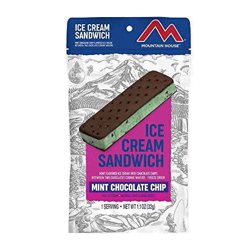 Mountain House Mint Chocolate Chip Ice Cream Sandwich | Freeze Dried Backpacking & Camping Food | 1 Serving Mountain House Mint Chocolate Chip Ice Cream Sandwich | Freeze Dried Backpacking & Camping Food | 1 Serving