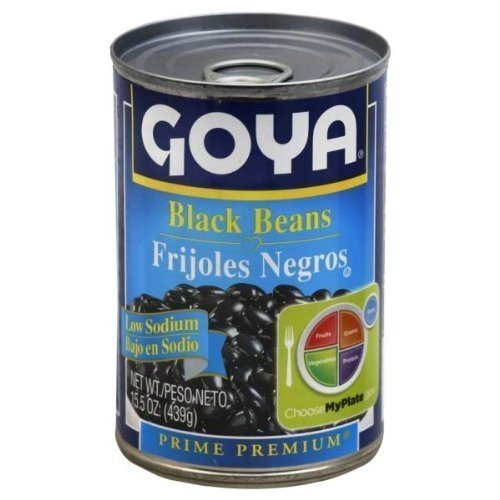 Goya Black Beans / Frijoles Negros Low Sodium 15.5 oz (Pack of 12)
