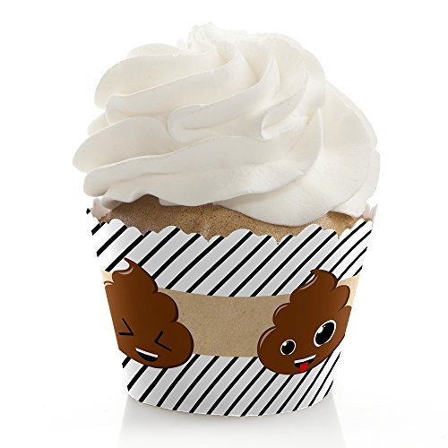 Party 'Til You're Pooped - Poop Emoji Party Decorations - Party Cupcake Wrappers - Set of 12