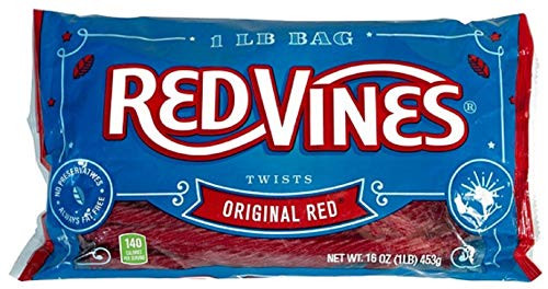 Red Vines Red Licorice Twists, Original Red Flavor, Soft & Chewy Candy, 16 Oz Bag