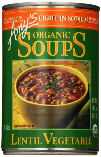Amy's Light in Sodium Organic Soups, Lentil Vegetable, 14.5 Ounce (Pack of 6)