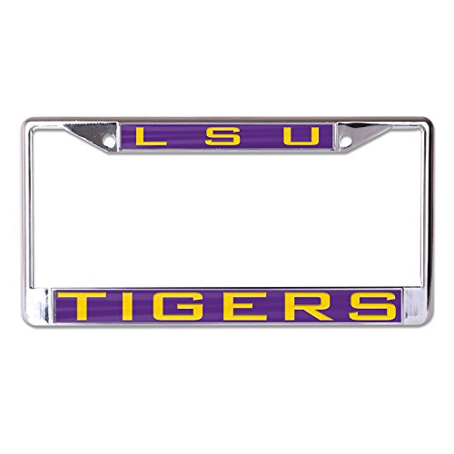 WinCraft NCAA LSU Tigers Inlaid Metal License Plate Frame, 2-Tag Corners