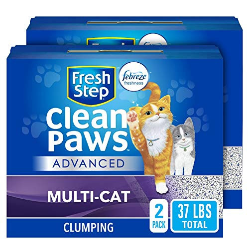 Fresh Step Advanced Clean Paws Clumping Cat Litter, Low Tracking Cat Litter with Odor Control - 37 Lb (2x18.5lb Pack), Gray (32401)