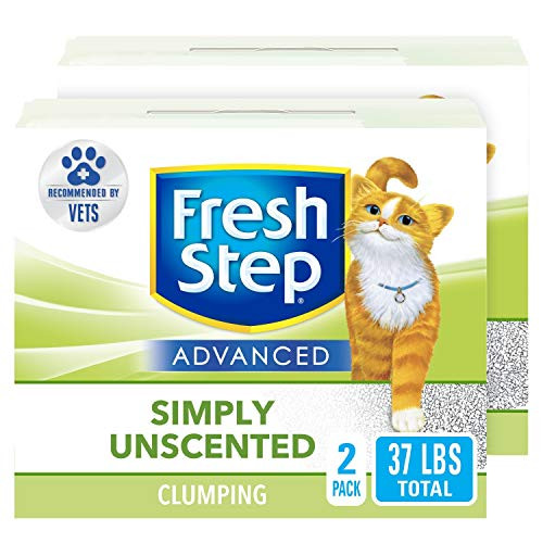 Fresh Step Advanced Clumping Cat Litter with Activated Charcoal & Natural Odor Control - Unscented, 37 Lb (2x18.5lb Pack), Gray (32403)
