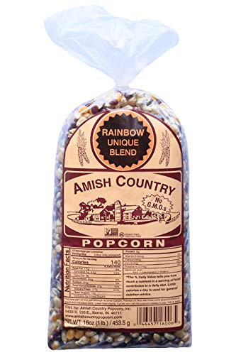 Amish Country Popcorn | 1 lb Bag | Rainbow Popcorn Kernels | Old Fashioned with Recipe Guide (Rainbow - 1 lb Bag)